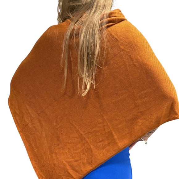 J.Crew Rust Orange Shawl, cotton & cashmere NWT - Picture 3 of 5